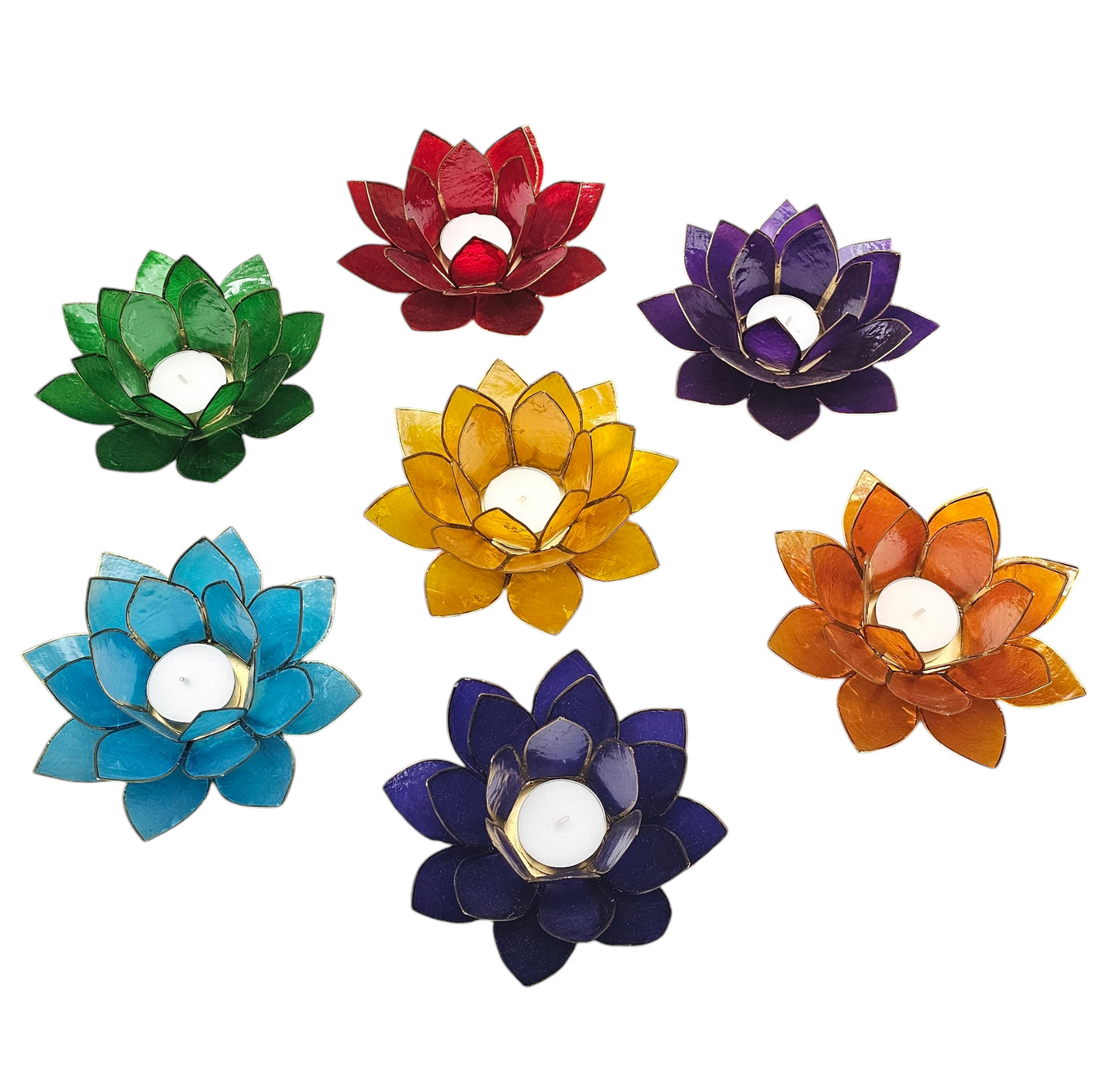 Lotus sfeerlicht chakra's met goudrand - Blauw