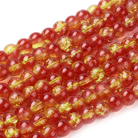 Crackle Rood Geel 6mm 44CR08