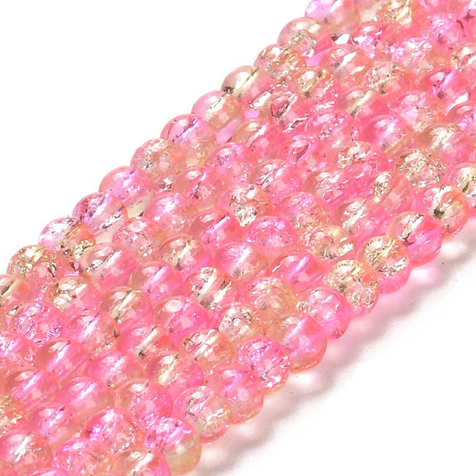 Crackle roze geel 4mm 44CR36