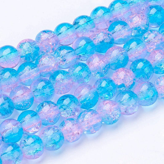 Crackle blauw roze 6mm 44CR11
