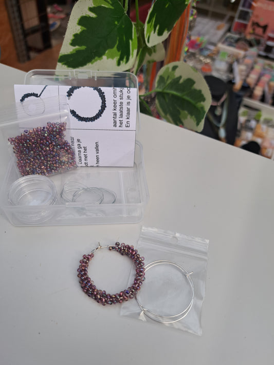 DIY oorbellen iris paars 5ID222