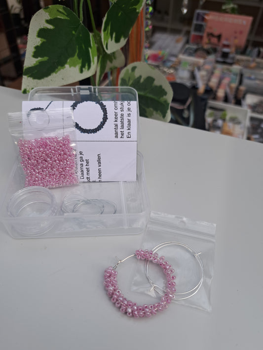 DIY oorbellen roze opalus 5ID36