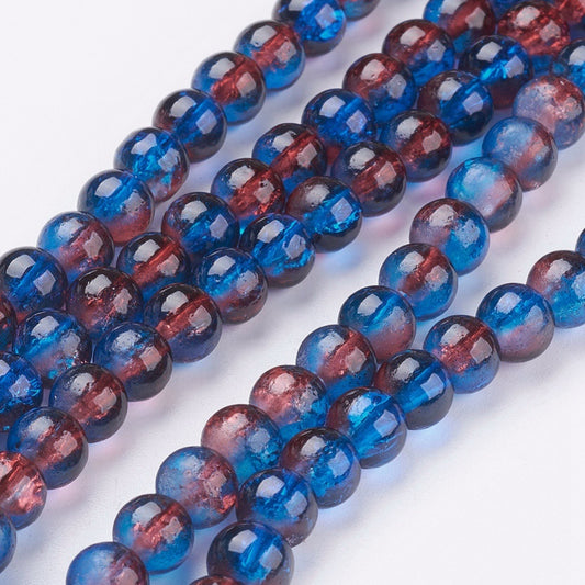 Crackle blauw rood 6mm 44CR42