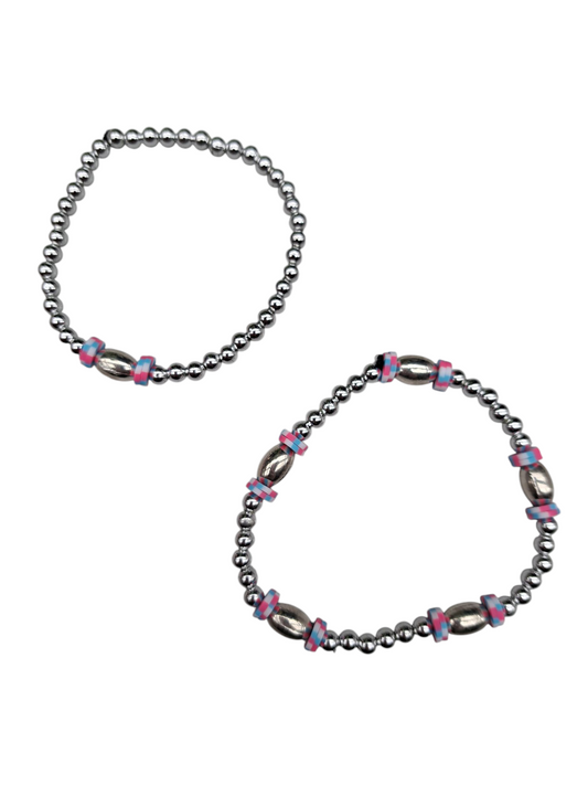Zilver en wit/roze/blauw MOKI09