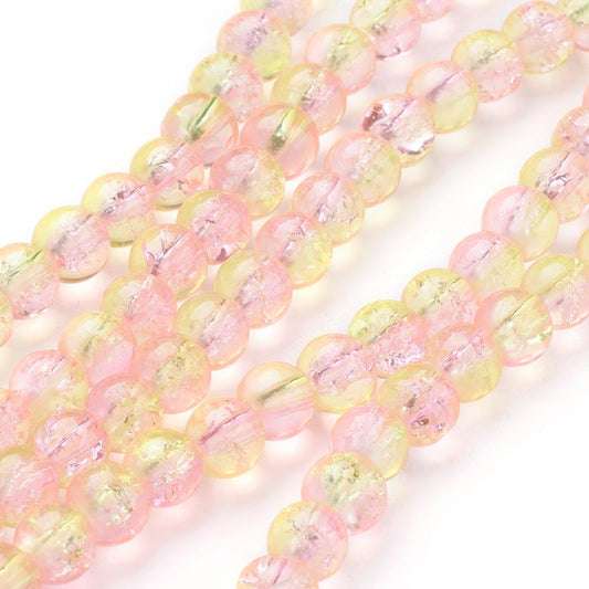 Crackle roze geel 6mm 44CR44